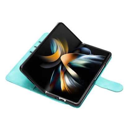 YX003 For Samsung Galaxy Z Fold4 5G PU Leather Wallet Folding Phone Case Imprinted Shockproof Cover