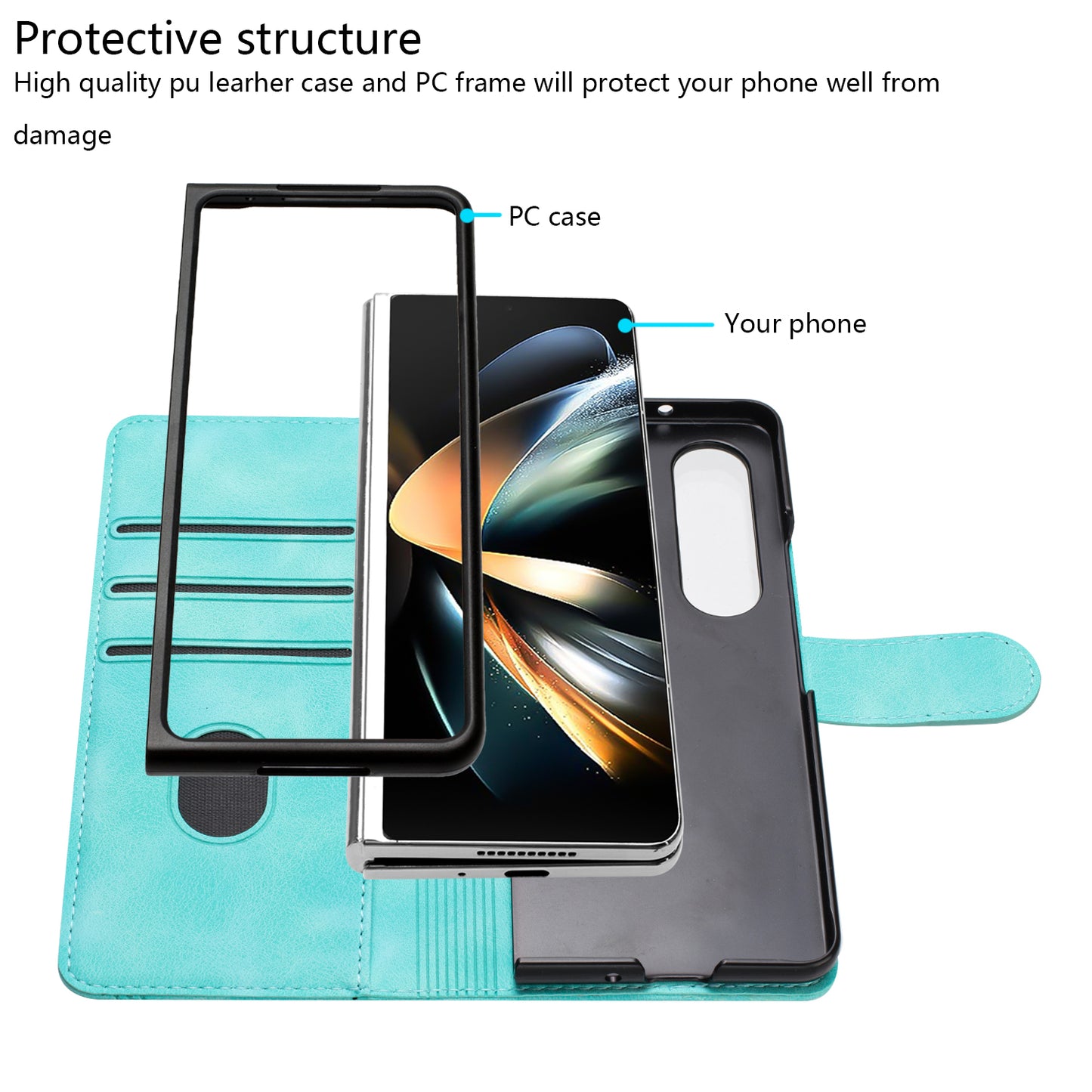 YX003 For Samsung Galaxy Z Fold4 5G PU Leather Wallet Folding Phone Case Imprinted Shockproof Cover