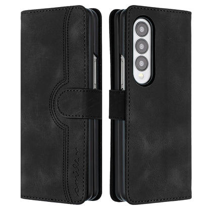 YX003 For Samsung Galaxy Z Fold4 5G PU Leather Wallet Folding Phone Case Imprinted Shockproof Cover