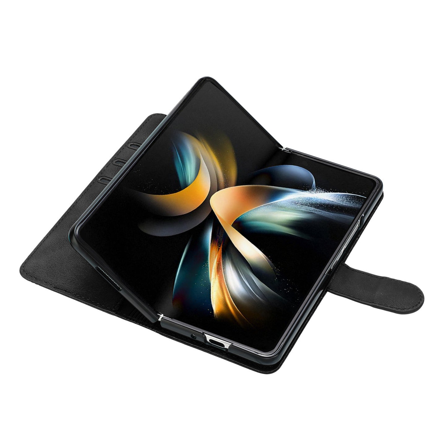 YX003 For Samsung Galaxy Z Fold4 5G PU Leather Wallet Folding Phone Case Imprinted Shockproof Cover