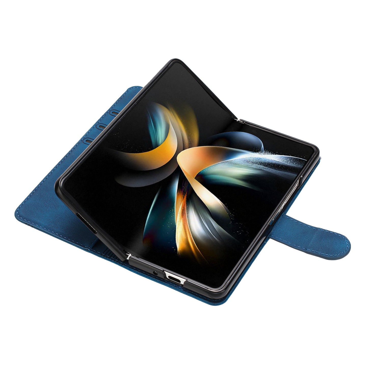 YX003 For Samsung Galaxy Z Fold4 5G PU Leather Wallet Folding Phone Case Imprinted Shockproof Cover