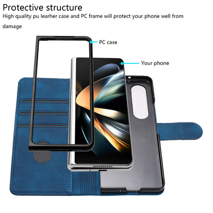 YX003 For Samsung Galaxy Z Fold4 5G PU Leather Wallet Folding Phone Case Imprinted Shockproof Cover