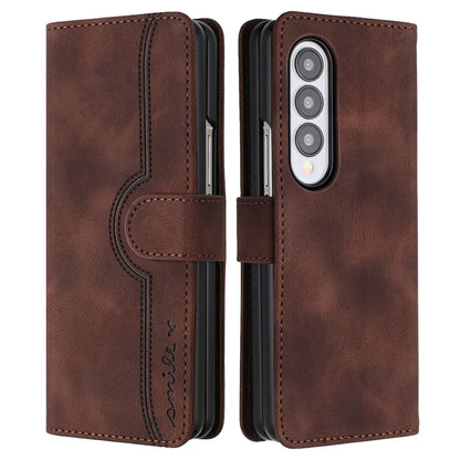 YX003 For Samsung Galaxy Z Fold4 5G PU Leather Wallet Folding Phone Case Imprinted Shockproof Cover