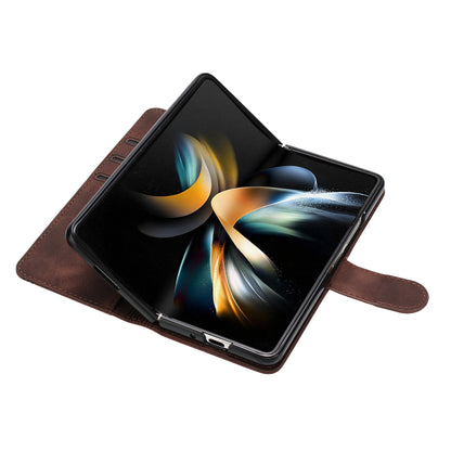 YX003 For Samsung Galaxy Z Fold4 5G PU Leather Wallet Folding Phone Case Imprinted Shockproof Cover