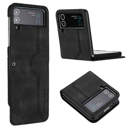 YX0030 Folding Phone Case for Samsung Galaxy Z Flip3 5G , PU Leather Imprinted Pattern Slim Cover