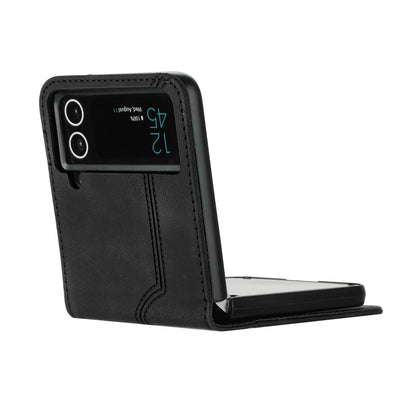 YX0030 Folding Phone Case for Samsung Galaxy Z Flip3 5G , PU Leather Imprinted Pattern Slim Cover