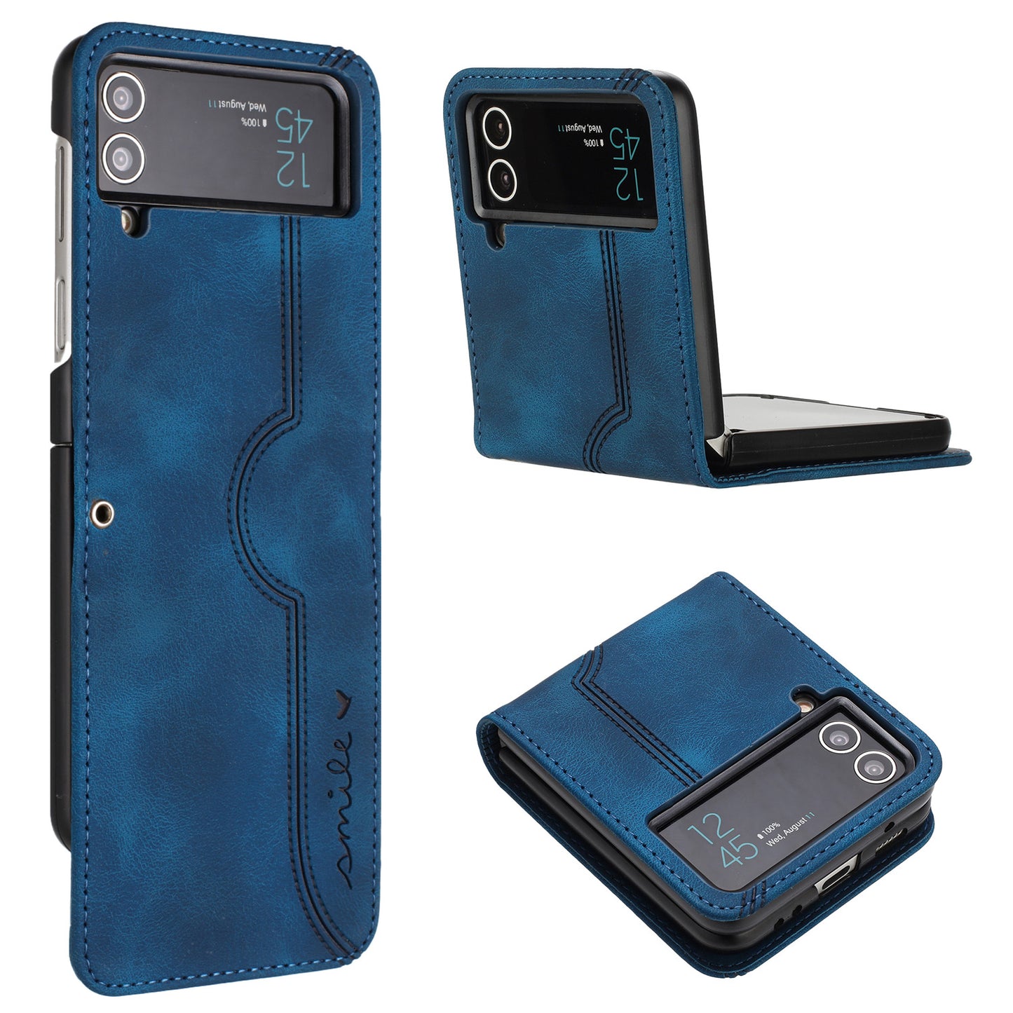 YX0030 Folding Phone Case for Samsung Galaxy Z Flip3 5G , PU Leather Imprinted Pattern Slim Cover