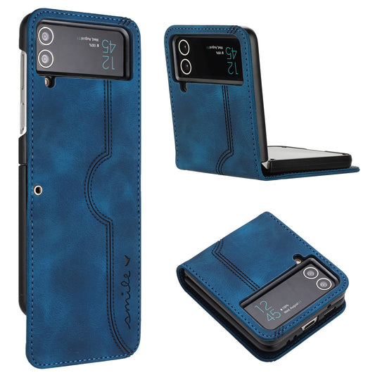 YX0030 Folding Phone Case for Samsung Galaxy Z Flip3 5G , PU Leather Imprinted Pattern Slim Cover