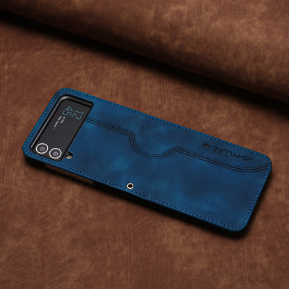 YX0030 Folding Phone Case for Samsung Galaxy Z Flip3 5G , PU Leather Imprinted Pattern Slim Cover