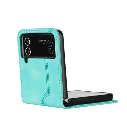 YX0030 Folding Phone Case for Samsung Galaxy Z Flip3 5G , PU Leather Imprinted Pattern Slim Cover