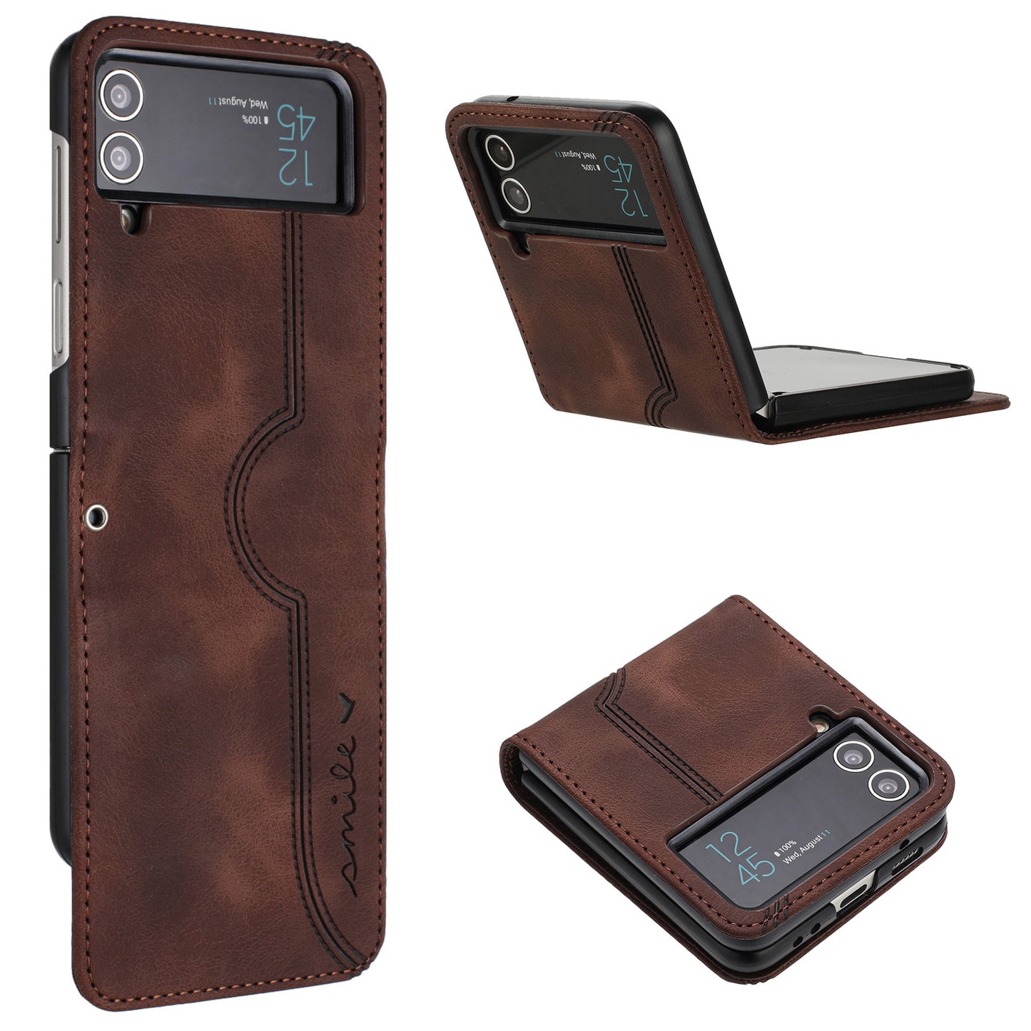 YX0030 Folding Phone Case for Samsung Galaxy Z Flip3 5G , PU Leather Imprinted Pattern Slim Cover