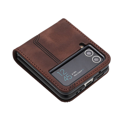 YX0030 Folding Phone Case for Samsung Galaxy Z Flip3 5G , PU Leather Imprinted Pattern Slim Cover
