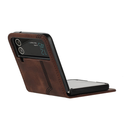 YX0030 Folding Phone Case for Samsung Galaxy Z Flip3 5G , PU Leather Imprinted Pattern Slim Cover