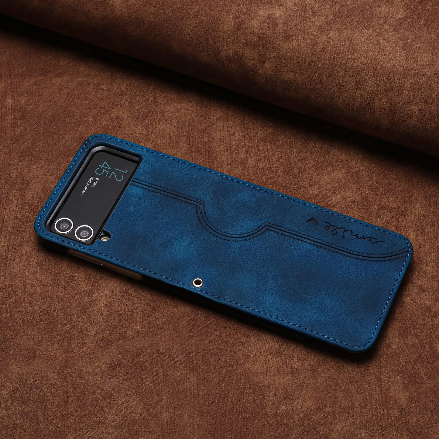 YX0030 Leather Cover for Samsung Galaxy Z Flip4 5G , Imprinted Pattern Slim Fit Protective Phone Case