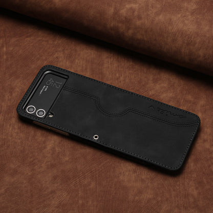 YX0030 Leather Cover for Samsung Galaxy Z Flip4 5G , Imprinted Pattern Slim Fit Protective Phone Case