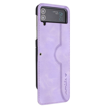 YX0030 Leather Cover for Samsung Galaxy Z Flip4 5G , Imprinted Pattern Slim Fit Protective Phone Case