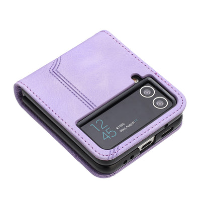YX0030 Leather Cover for Samsung Galaxy Z Flip4 5G , Imprinted Pattern Slim Fit Protective Phone Case