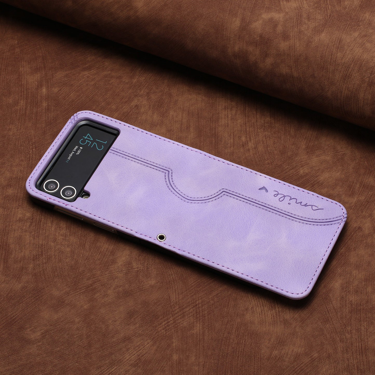 YX0030 Leather Cover for Samsung Galaxy Z Flip4 5G , Imprinted Pattern Slim Fit Protective Phone Case