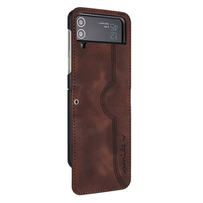 YX0030 Leather Cover for Samsung Galaxy Z Flip4 5G , Imprinted Pattern Slim Fit Protective Phone Case