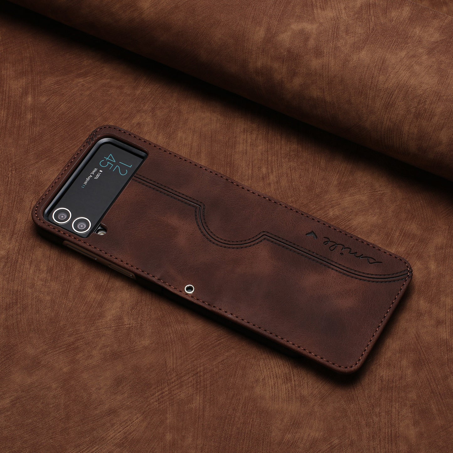 YX0030 Leather Cover for Samsung Galaxy Z Flip4 5G , Imprinted Pattern Slim Fit Protective Phone Case