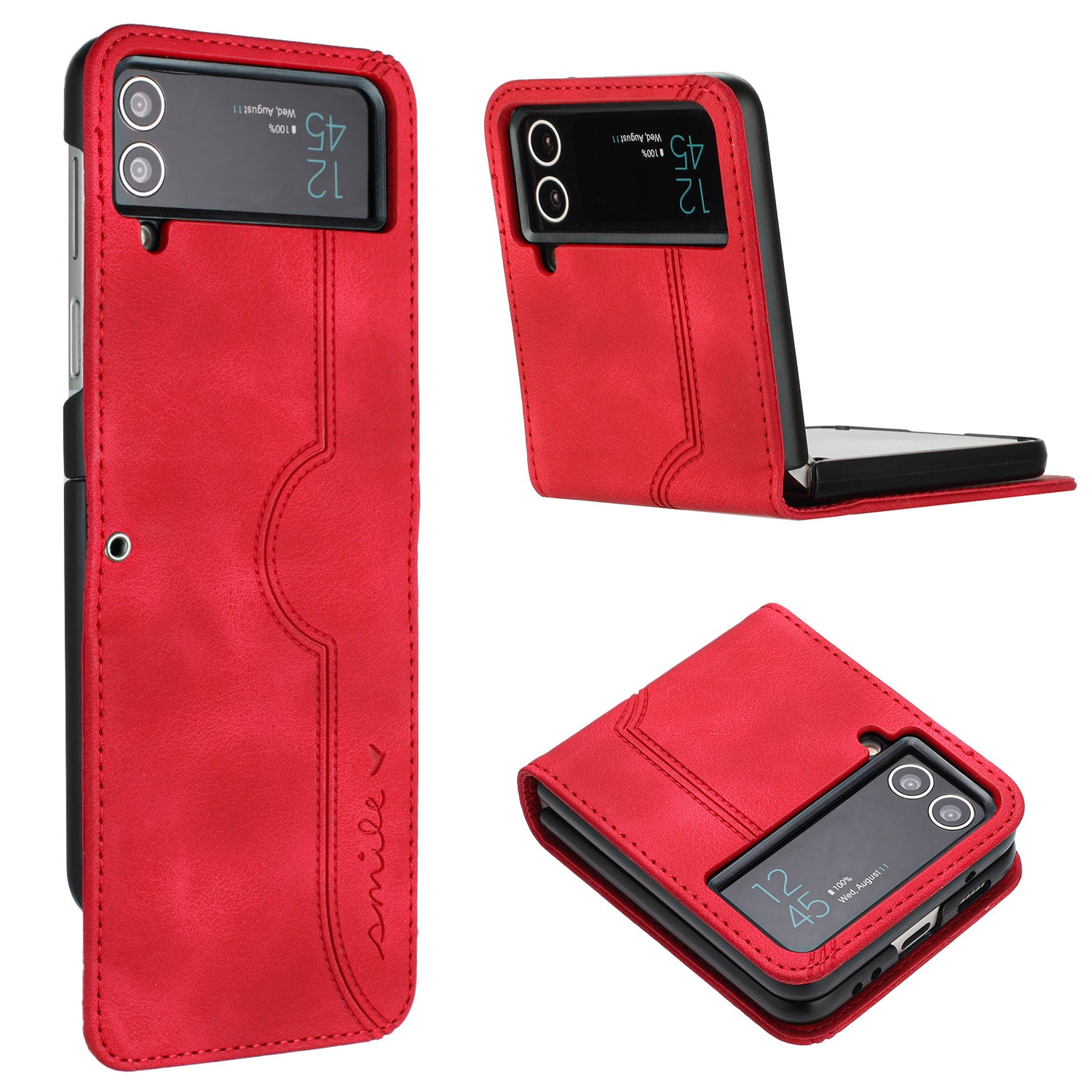 YX0030 Leather Cover for Samsung Galaxy Z Flip4 5G , Imprinted Pattern Slim Fit Protective Phone Case