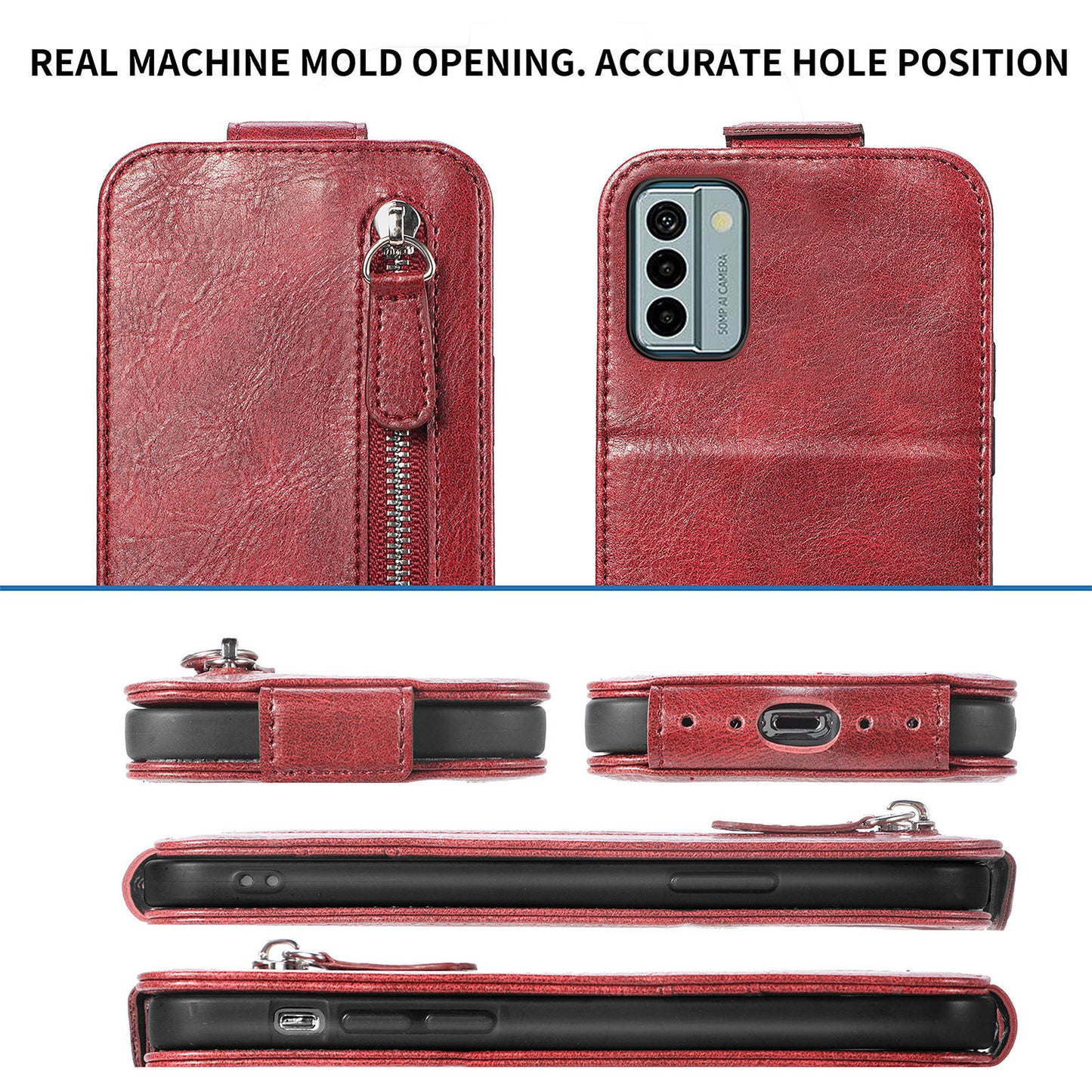 For Nokia G22 Phone Cover PU Leather Stand Wallet Vertical Flip Protective Phone Case