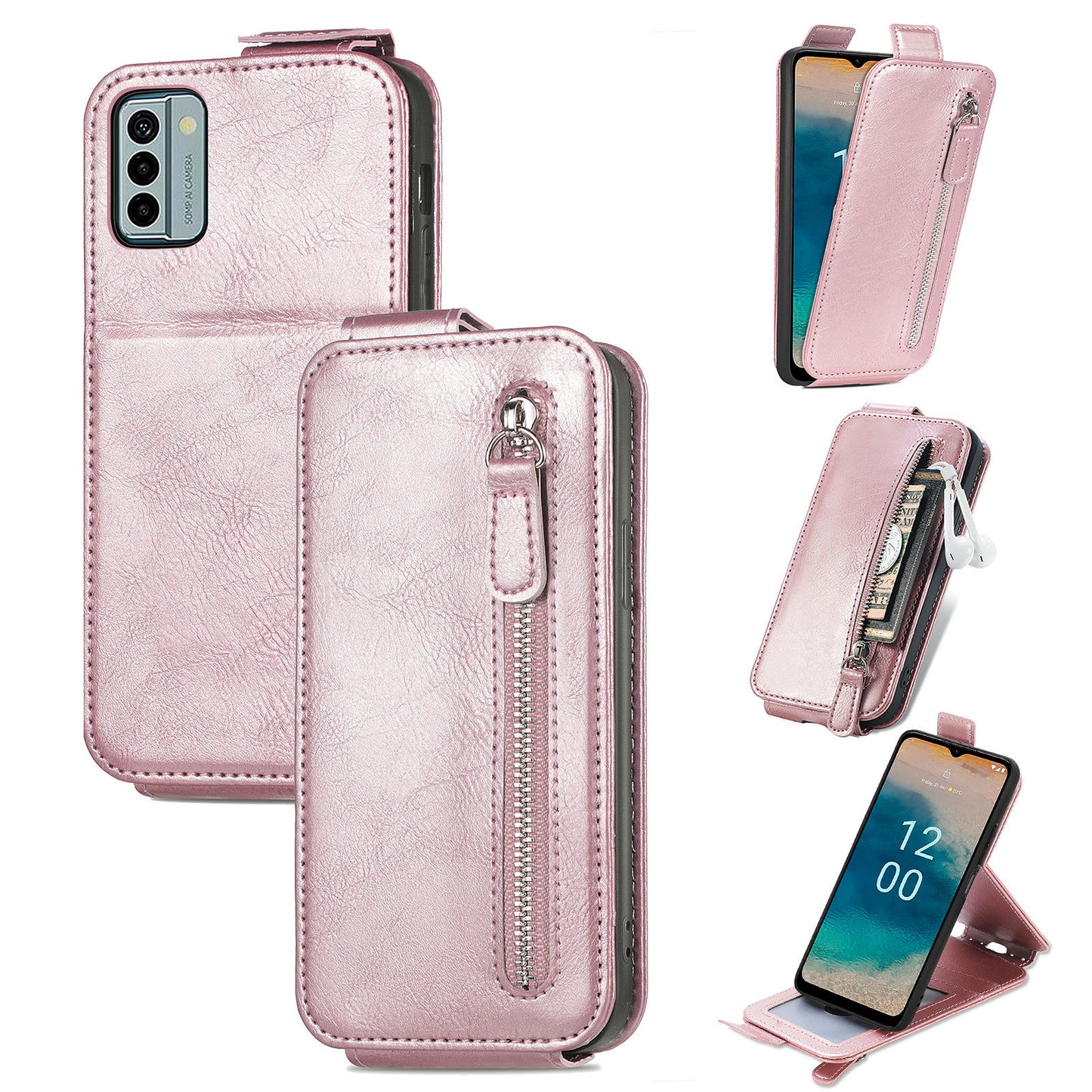 For Nokia G22 Phone Cover PU Leather Stand Wallet Vertical Flip Protective Phone Case