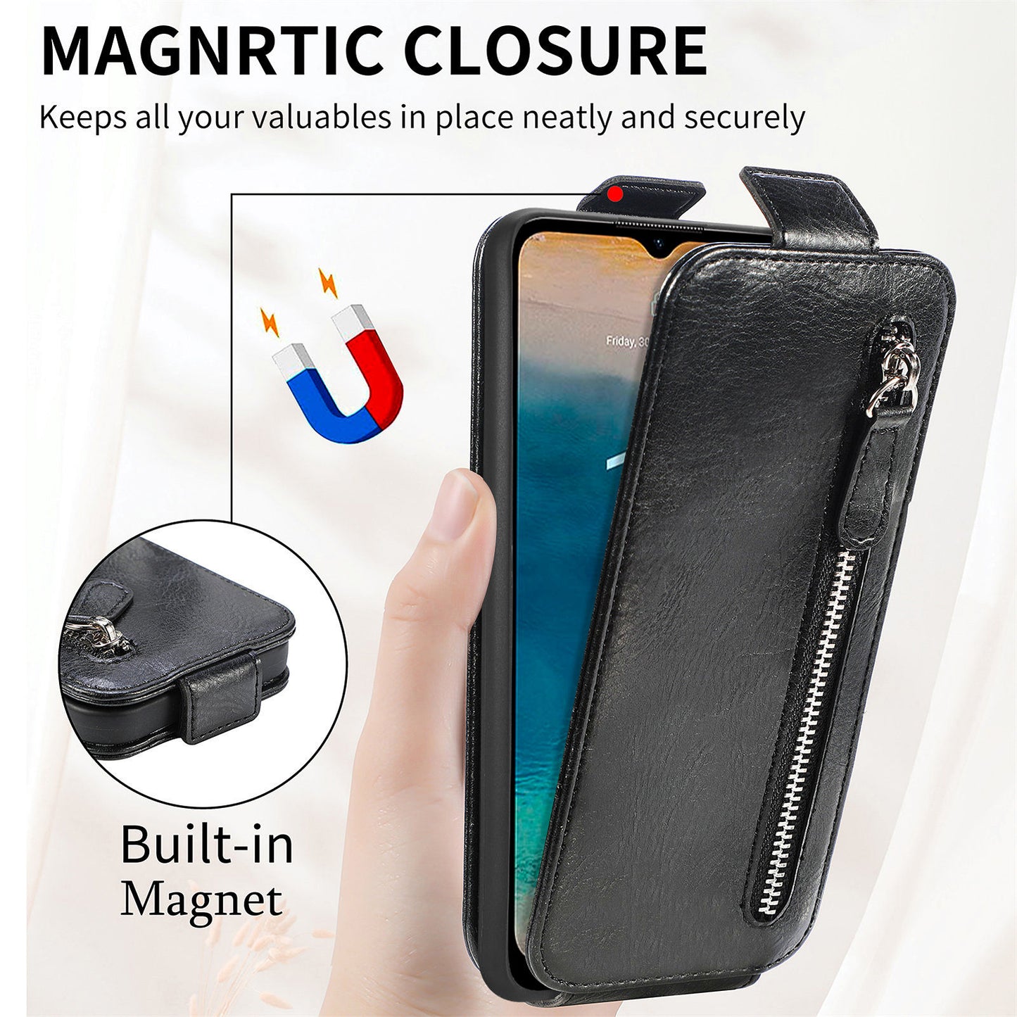 For Nokia G22 Phone Cover PU Leather Stand Wallet Vertical Flip Protective Phone Case