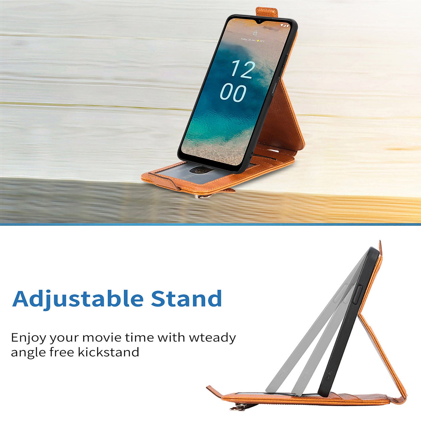 For Nokia G22 Phone Cover PU Leather Stand Wallet Vertical Flip Protective Phone Case