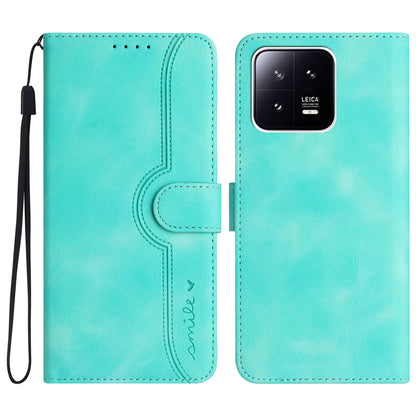 YX0030 PU Leather Flip Cover for Xiaomi 13 Shockproof Wallet Phone Case Imprinted Pattern Anti-Drop Phone Shell