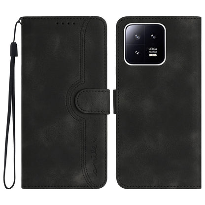 YX0030 PU Leather Flip Cover for Xiaomi 13 Shockproof Wallet Phone Case Imprinted Pattern Anti-Drop Phone Shell