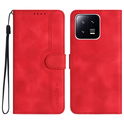 YX0030 PU Leather Flip Cover for Xiaomi 13 Shockproof Wallet Phone Case Imprinted Pattern Anti-Drop Phone Shell