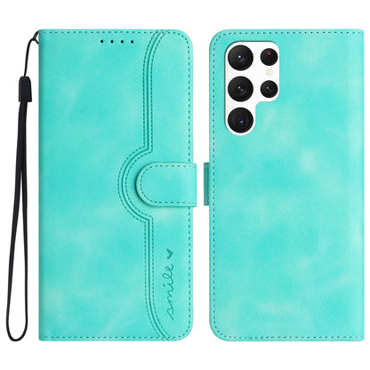 YX0030 Wallet Phone Case for Samsung Galaxy S23 Ultra Imprinted Pattern PU Leather Flip Cover Anti-Shock Phone Shell