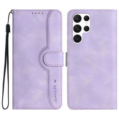 YX0030 Wallet Phone Case for Samsung Galaxy S23 Ultra Imprinted Pattern PU Leather Flip Cover Anti-Shock Phone Shell