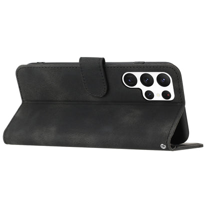 YX0030 Wallet Phone Case for Samsung Galaxy S23 Ultra Imprinted Pattern PU Leather Flip Cover Anti-Shock Phone Shell