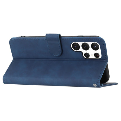 YX0030 Wallet Phone Case for Samsung Galaxy S23 Ultra Imprinted Pattern PU Leather Flip Cover Anti-Shock Phone Shell