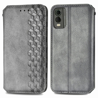 For Nokia C32 Anti-Scratch Phone Shell Case Rhombus Imprint Shockproof Leather Wallet Stand Cover
