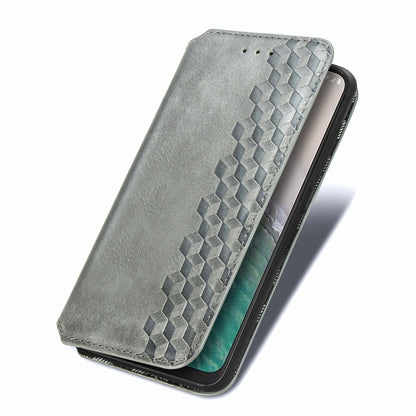 For Nokia C32 Anti-Scratch Phone Shell Case Rhombus Imprint Shockproof Leather Wallet Stand Cover