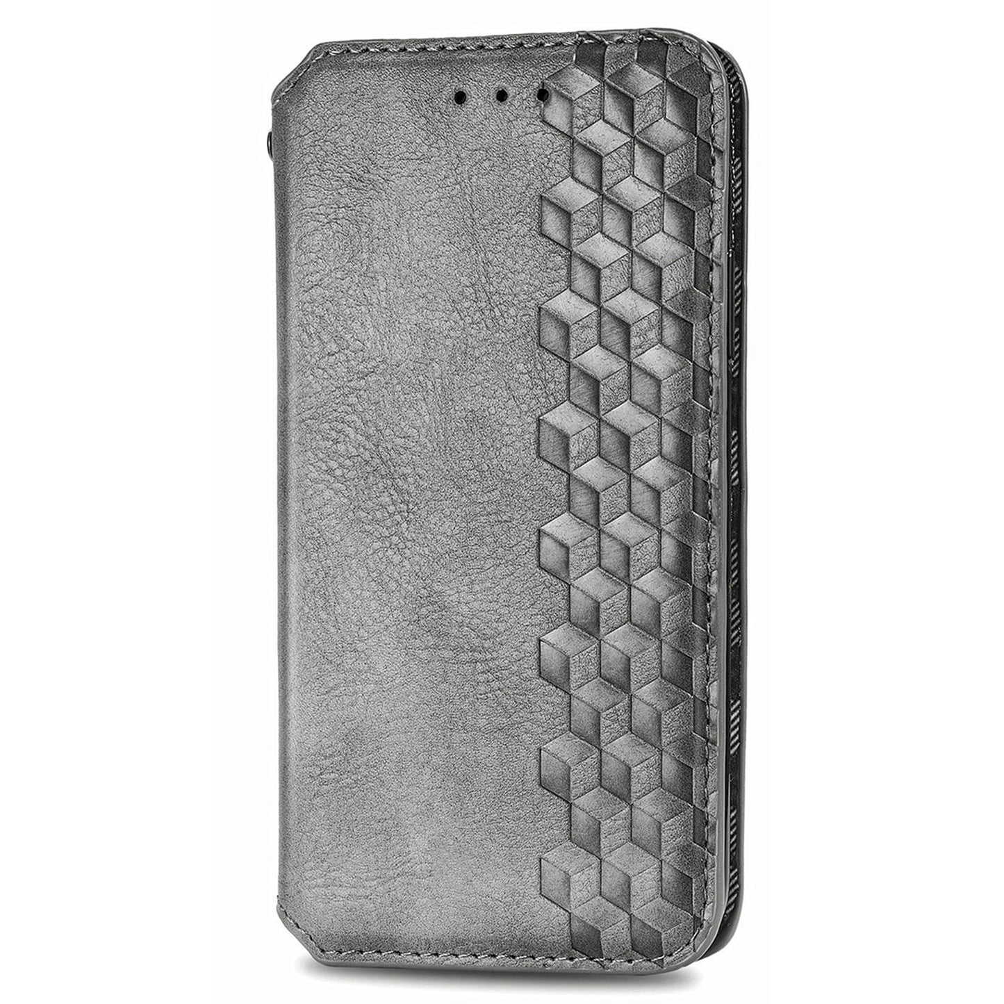 For Nokia C32 Anti-Scratch Phone Shell Case Rhombus Imprint Shockproof Leather Wallet Stand Cover