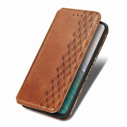 For Nokia C32 Anti-Scratch Phone Shell Case Rhombus Imprint Shockproof Leather Wallet Stand Cover