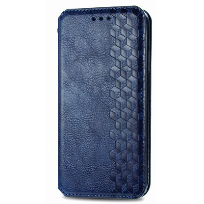 For Nokia C32 Anti-Scratch Phone Shell Case Rhombus Imprint Shockproof Leather Wallet Stand Cover