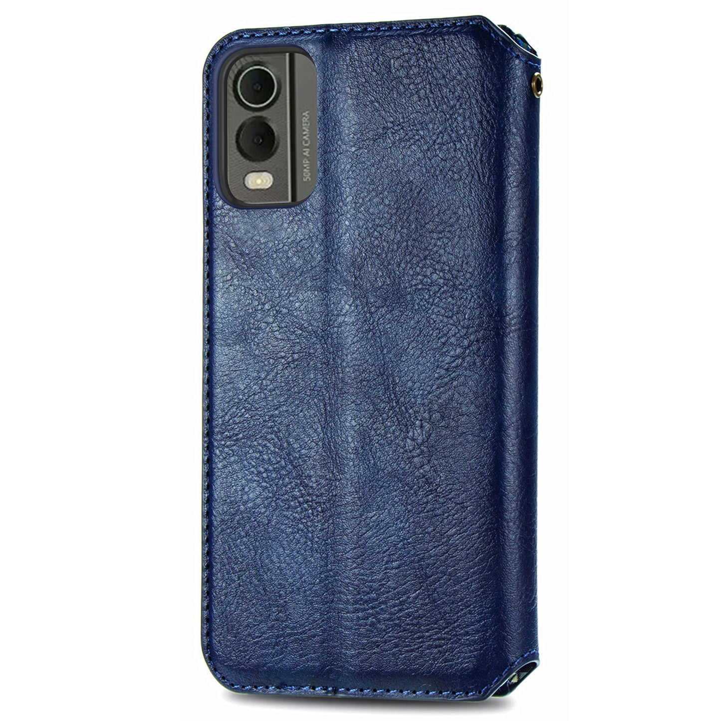 For Nokia C32 Anti-Scratch Phone Shell Case Rhombus Imprint Shockproof Leather Wallet Stand Cover