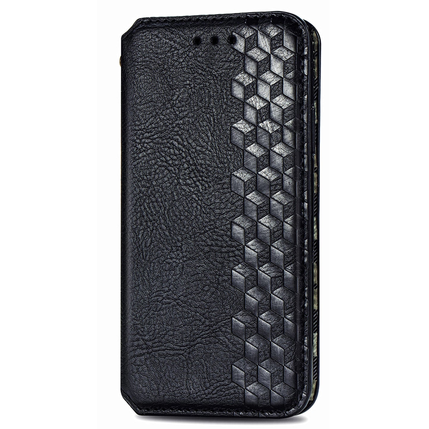 For Nokia C32 Anti-Scratch Phone Shell Case Rhombus Imprint Shockproof Leather Wallet Stand Cover