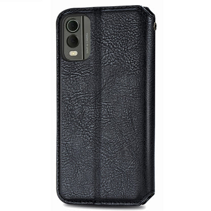 For Nokia C32 Anti-Scratch Phone Shell Case Rhombus Imprint Shockproof Leather Wallet Stand Cover