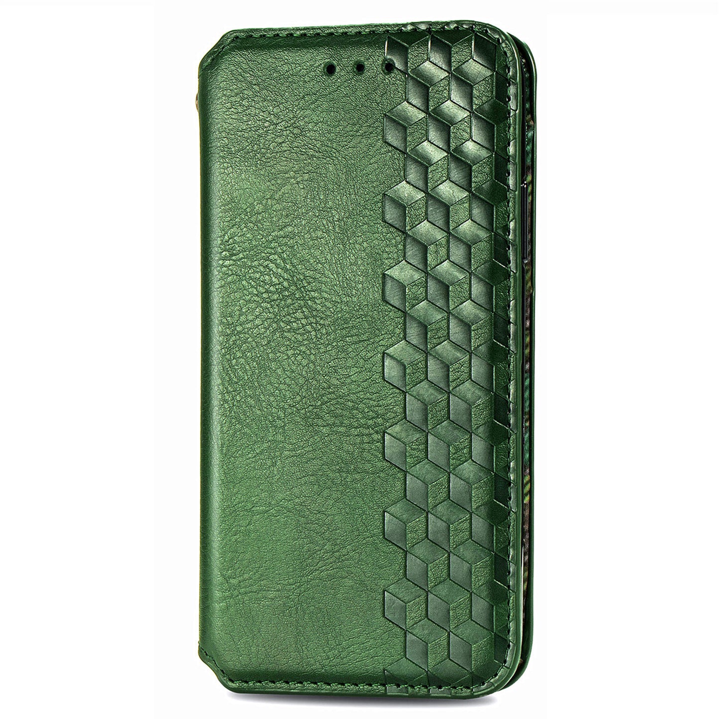 For Nokia C32 Anti-Scratch Phone Shell Case Rhombus Imprint Shockproof Leather Wallet Stand Cover