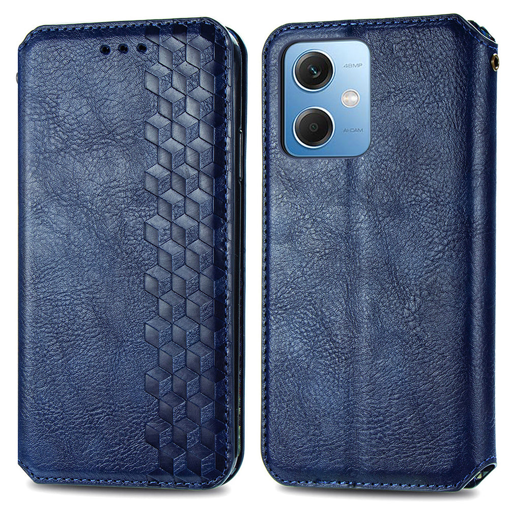 For Xiaomi Poco X5 5G / Redmi Note 12 5G (Global) / (China) / (India) Phone Cover Rhombus Imprint Stand Leather Wallet Case