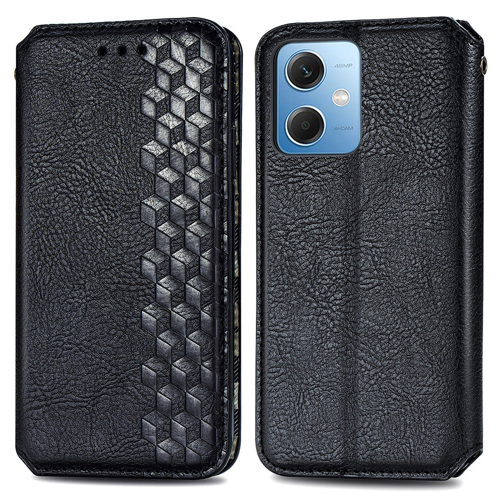 For Xiaomi Poco X5 5G / Redmi Note 12 5G (Global) / (China) / (India) Phone Cover Rhombus Imprint Stand Leather Wallet Case