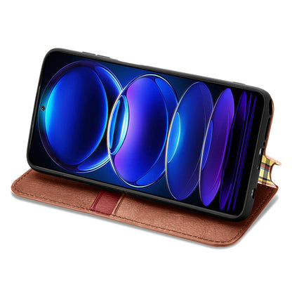 For Xiaomi Poco X5 5G / Redmi Note 12 5G (Global) / (China) / (India) Phone Cover Rhombus Imprint Stand Leather Wallet Case