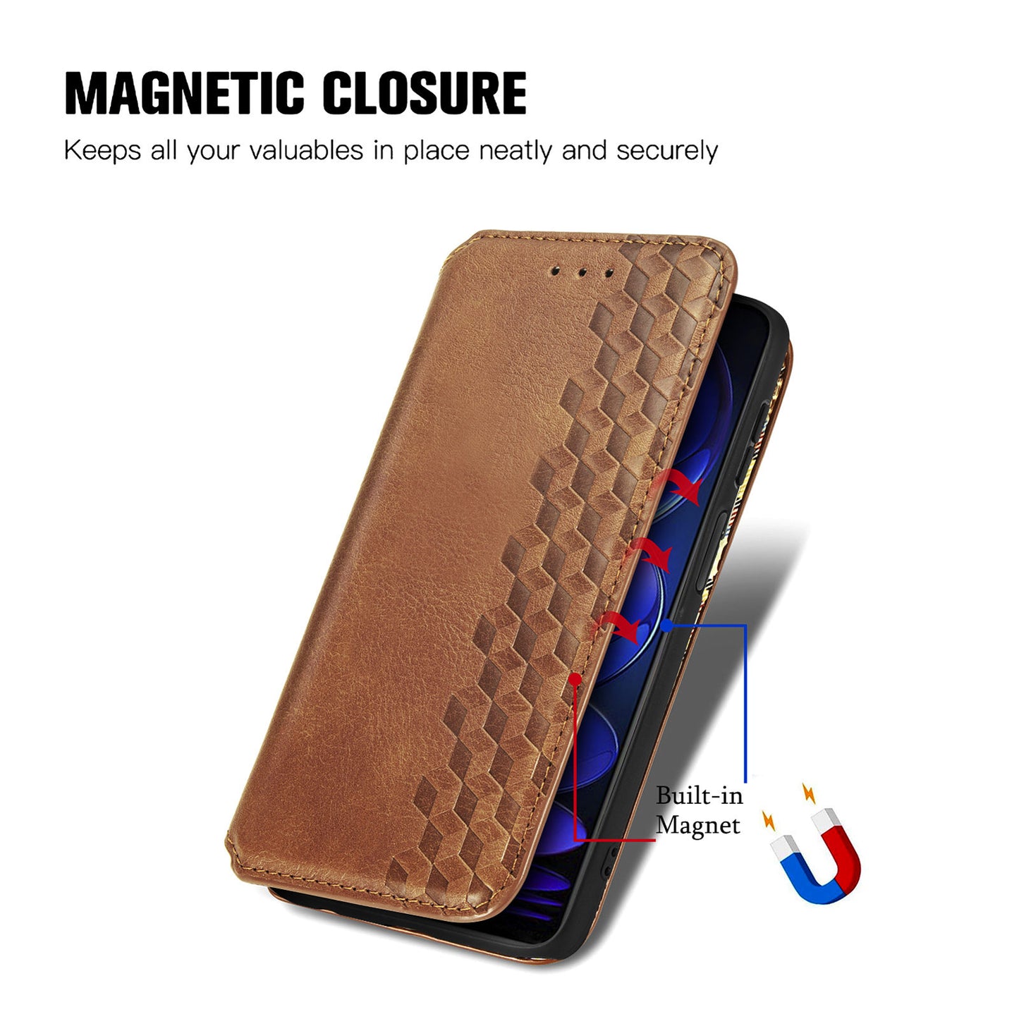 For Xiaomi Poco X5 5G / Redmi Note 12 5G (Global) / (China) / (India) Phone Cover Rhombus Imprint Stand Leather Wallet Case