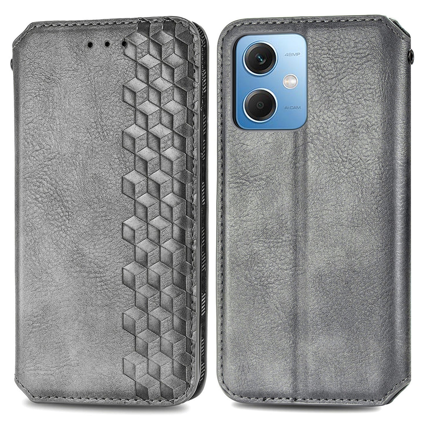 For Xiaomi Poco X5 5G / Redmi Note 12 5G (Global) / (China) / (India) Phone Cover Rhombus Imprint Stand Leather Wallet Case